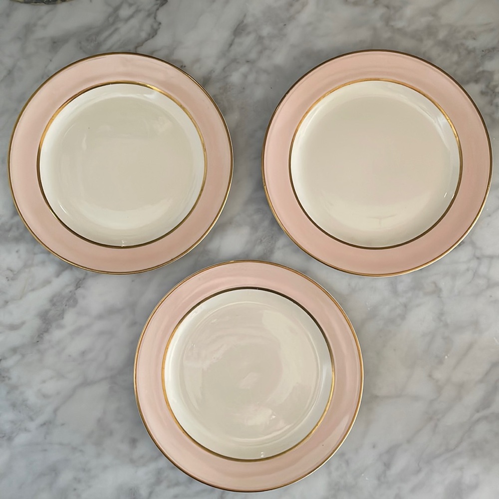 Vintage Homer Laughlin Eggshell Nautilus dessert plates - set of 3